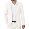 COOFANDY Men’s Casual Blazer Slim Fit Sports Coat One Button Business Retro Suit Jackets for Wedding Party(White)