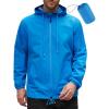 COOFANDY Rain Jacket Men Packable Waterproof Raincoat with Hood Lightweight Windbreaker for Hiking Cycling Golf(Blue)