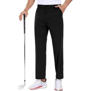 COOFANDY Men Golf Stretch Pant Casual Slim Fit Pant Lightweight Sweatpants with Pocket(Black)