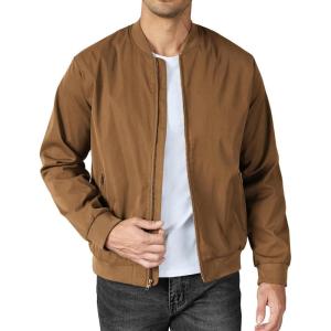 COOFANDY Men’s Bomber Jacket Lightweight Casual Stylish Light Flight Jacket Windbreaker Varsity Jackets(Brown)