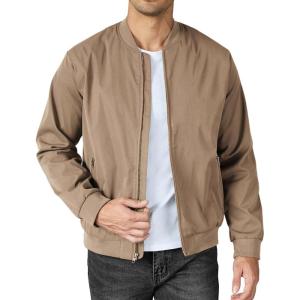 COOFANDY Men’s Bomber Jacket Lightweight Casual Stylish Light Flight Jacket Windbreaker Varsity Jackets(Khaki)