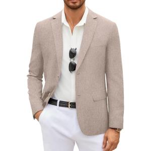 COOFANDY Men’s Casual Blazer Lightweight Unlined Sport Coat Regular Fit Two Button Suit Jacket(Champagne)