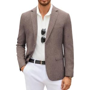 COOFANDY Men’s Casual Blazer Lightweight Unlined Sport Coat Regular Fit Two Button Suit Jacket(Khaki)
