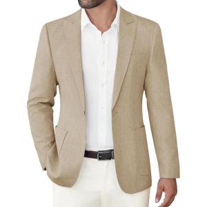 COOFANDY Men’s Casual Blazer Slim Fit Sports Coat One Button Business Retro Suit Jackets for Wedding Party(Light Khaki)
