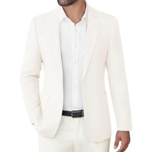 COOFANDY Men’s Casual Blazer Slim Fit Sports Coat One Button Business Retro Suit Jackets for Wedding Party(White)