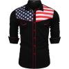 COOFANDY Men’s American Flag Button Down Shirts Western Cowboy Shirt Slim Fit Patriotic Long Sleeve Shirt(Black)