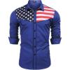 COOFANDY Men’s American Flag Button Down Shirts Western Cowboy Shirt Slim Fit Patriotic Long Sleeve Shirt(Blue)