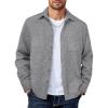 COOFANDY Men’s Flannel Shirts Long Sleeve Casual Cotton Plaid Button Down Shirt Jacket with Pockets(Light Gray)