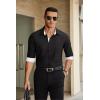 COOFANDY Mens Dress Shirts Long Sleeve Button Down Shirts Untucked Wrinkle-Free Business Casual Shirts(Black-white2)