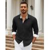 COOFANDY Mens Dress Shirts Long Sleeve Button Down Shirts Untucked Wrinkle-Free Business Casual Shirts(Black-white2)