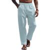 COOFANDY Linen Pants Mens Lightweight Linen Pants Elastic Waist Beach Yoga Summer Trousers(Sky Blue)