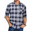 COOFANDY Men’s Plaid Long Sleeve Button Down Shirt(Navy White Plaid)