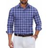 COOFANDY Men’s Long Sleeve Plaid Button Down Dress Shirt(Navy White Plaid)