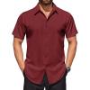 COOFANDY Mens Short Sleeve Dress Shirts Stretch Wrinkle Free Button Down Shirt Casual Summer Top(Wine Red)