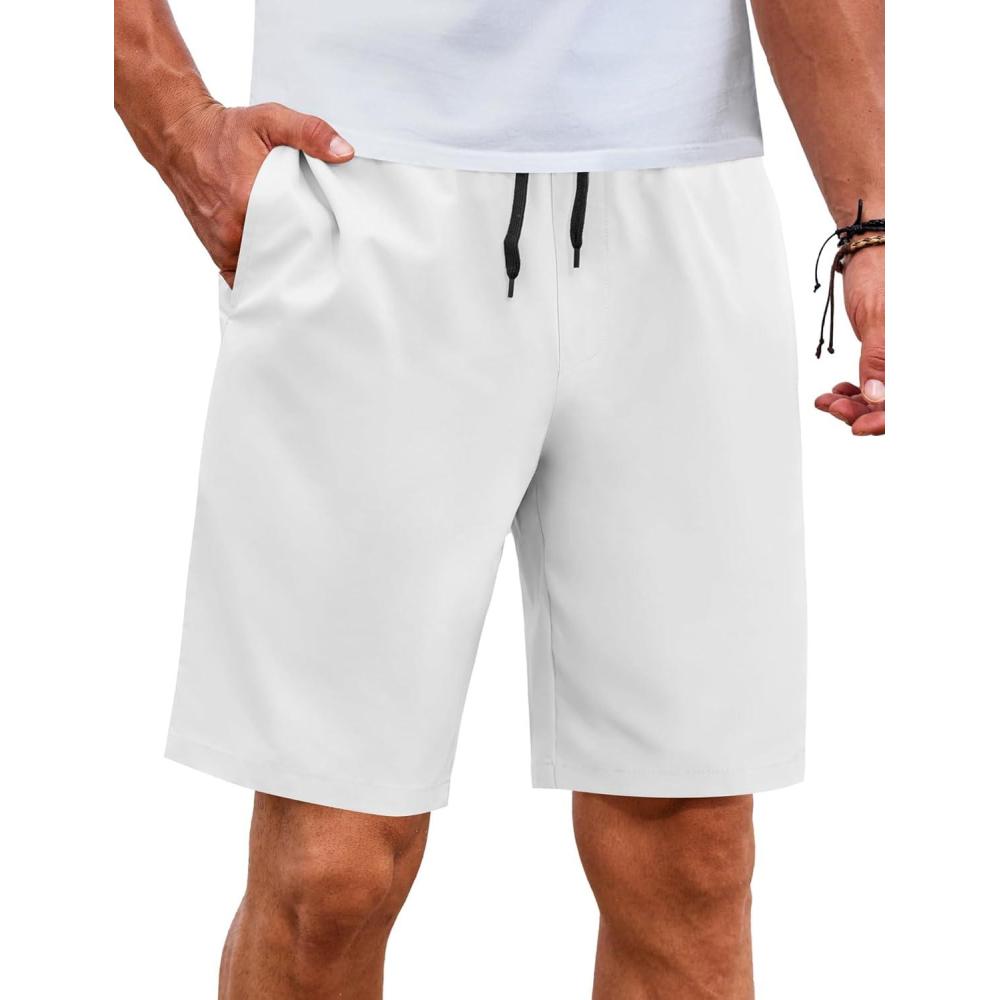 imageCOOFANDY Mens Casual Shorts Elastic Waist Drawstring Shorts Lightweight Summer Beach ShortsWhite