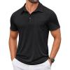 COOFANDY Men Short Sleeve Polo Shirt Casual Summer Collar Shirts Dress Button Polo T Shirt Classic Golf Shirts(Black)