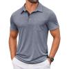 COOFANDY Men Short Sleeve Polo Shirt Casual Summer Collar Shirts Dress Button Polo T Shirt Classic Golf Shirts(Grey)