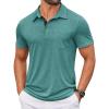 COOFANDY Men Short Sleeve Polo Shirt Casual Summer Collar Shirts Dress Button Polo T Shirt Classic Golf Shirts(Grey Green)