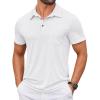 COOFANDY Men Short Sleeve Polo Shirt Casual Summer Collar Shirts Dress Button Polo T Shirt Classic Golf Shirts(White)