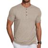 COOFANDY Men’s Short Sleeve Henley T-Shirt(Dark Khaki)