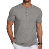 COOFANDY Men’s Short Sleeve Henley T-Shirt(Light Grey)