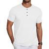 COOFANDY Men’s Short Sleeve Henley T-Shirt(White)