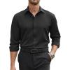 COOFANDY Mens Stretch Dress Shirts Long Sleeve Button Down Shirt Regular Fit Formal Business Wedding Shirts(A Black)
