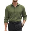 COOFANDY Mens Stretch Dress Shirts Long Sleeve Button Down Shirt Regular Fit Formal Business Wedding Shirts(Army Green)
