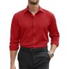 COOFANDY Mens Stretch Dress Shirts Long Sleeve Button Down Shirt Regular Fit Formal Business Wedding Shirts(Deep Red)