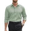 COOFANDY Mens Stretch Dress Shirts Long Sleeve Button Down Shirt Regular Fit Formal Business Wedding Shirts(Light Green-flower)