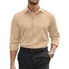 COOFANDY Mens Stretch Dress Shirts Long Sleeve Button Down Shirt Regular Fit Formal Business Wedding Shirts(Light Khaki)