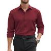 COOFANDY Mens Stretch Dress Shirts Long Sleeve Button Down Shirt Regular Fit Formal Business Wedding Shirts(Maroon)