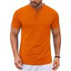 COOFANDY Mens Henley Shirts Short Sleeve Casual Button Down Shirts Lightweight Summer Basic Tee(Orange)