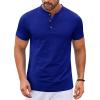 COOFANDY Mens Henley Shirts Short Sleeve Casual Button Down Shirts Lightweight Summer Basic Tee(Royal Blue)