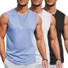 COOFANDY Mens Workout Tank Tops Cotton 3 Pack Soft Gym Muscle Shirt Sleeveless Classic T Shirts(Black/White/Light Blue)