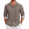 COOFANDY Men’s Long Sleeve Button Down Regular Fit Dress Shirt(Brown)