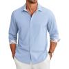 COOFANDY Men’s Long Sleeve Button Down Regular Fit Dress Shirt(Clear Blue)