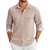 COOFANDY Men’s Long Sleeve Button Down Regular Fit Dress Shirt(Khaki)