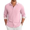 COOFANDY Men’s Long Sleeve Button Down Regular Fit Dress Shirt(Pink)