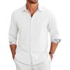 COOFANDY Men’s Long Sleeve Button Down Regular Fit Dress Shirt(White)
