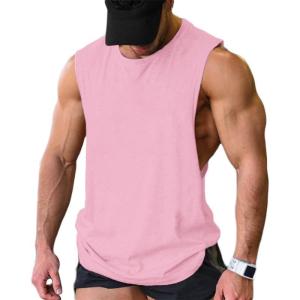 COOFANDY Men Workout Tank Top 2 Pack Gym Bodybuilding Sleeveless Muscle T Shirts(Pink(1pcs))