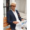 COOFANDY Mens Casual Blazer Slim Fit Sport Coat Lightweight Two Button Suit Jackets(Plaid Blazer- Navy Blue)
