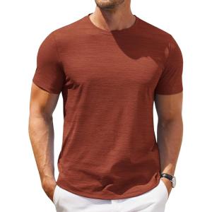 COOFANDY Men’s T Shirt Short Sleeve Classic Crew Neck T-Shirt Casual Summer Basic Tee Shirts(Caramel)