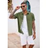 COOFANDY Men’s Button Down Shirts Short Sleeve Casual Summer Beach Vacation Wedding Shirt with Pocket(Army Green)