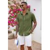 COOFANDY Men’s Button Down Shirts Short Sleeve Casual Summer Beach Vacation Wedding Shirt with Pocket(Army Green)