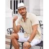 COOFANDY Men’s Button Down Shirts Short Sleeve Casual Summer Beach Vacation Wedding Shirt with Pocket(Beige)