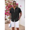 COOFANDY Men’s Button Down Shirts Short Sleeve Casual Summer Beach Vacation Wedding Shirt with Pocket(Black)
