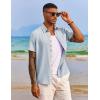 COOFANDY Men’s Button Down Shirts Short Sleeve Casual Summer Beach Vacation Wedding Shirt with Pocket(Blue)