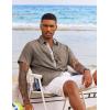 COOFANDY Men’s Button Down Shirts Short Sleeve Casual Summer Beach Vacation Wedding Shirt with Pocket(Brown)