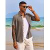 COOFANDY Men’s Button Down Shirts Short Sleeve Casual Summer Beach Vacation Wedding Shirt with Pocket(Brown)